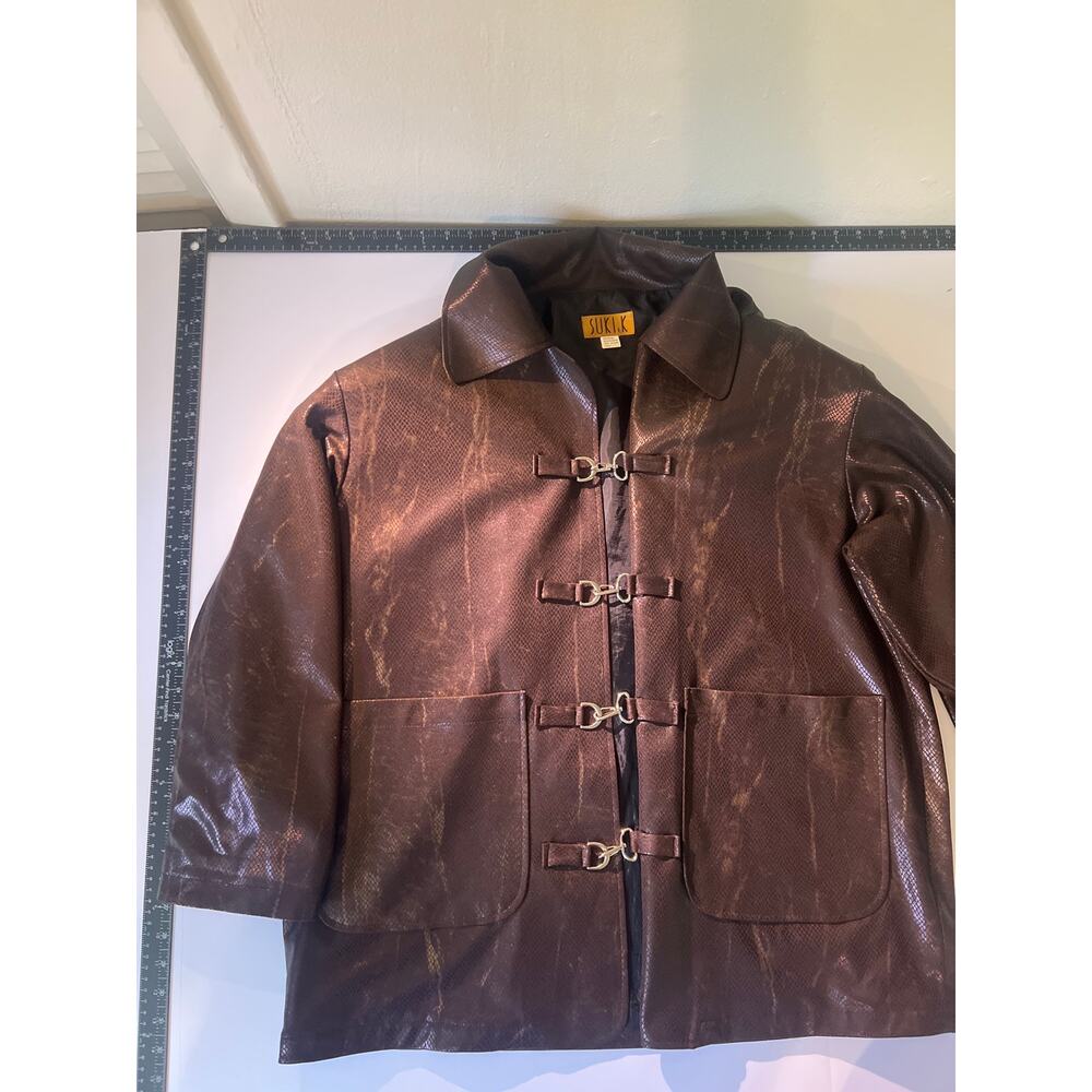 vintage Suki K faux leather fireman-style jacket size 2